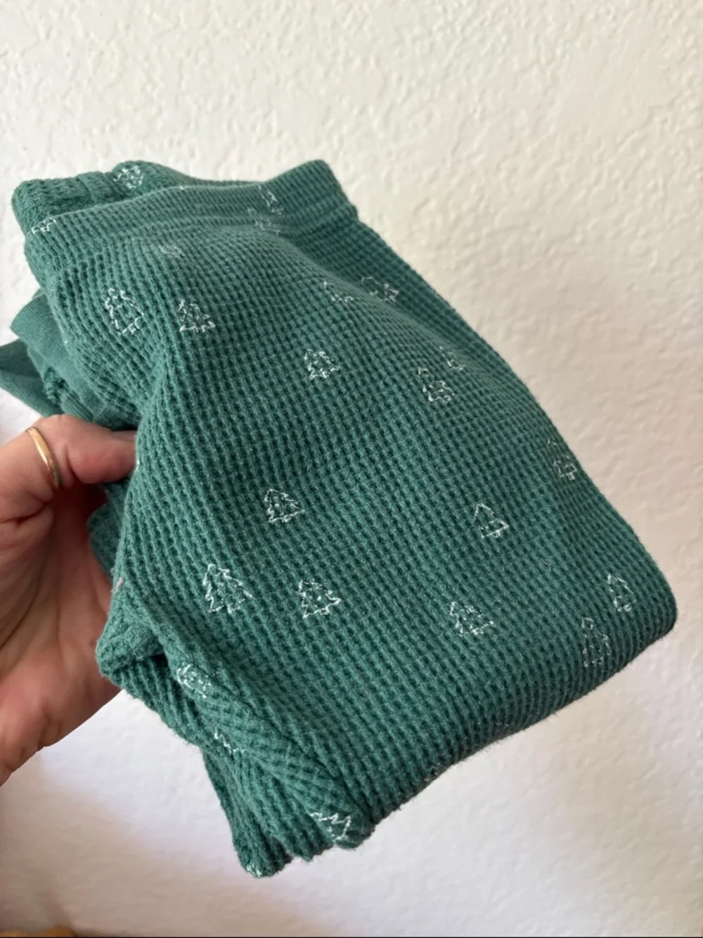 Little Planet Organic Christmas Tree Waffle Knit Pajama Set Organic Cotton